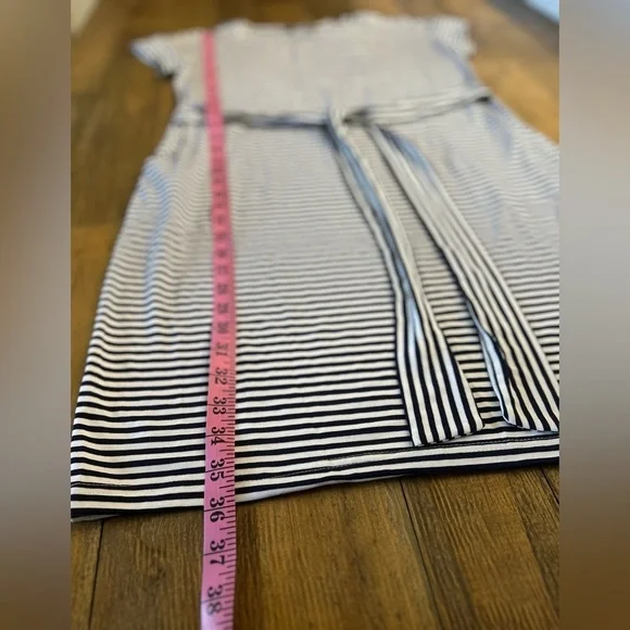 MEROKEETY Striped Navy Blue and White Dress Short sleeve with front tie Nautical - Picture 4 of 13